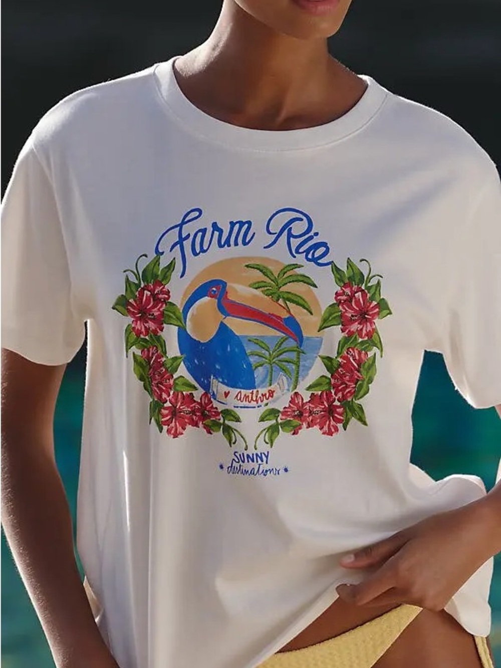 FARM Rio x Anthropologie White Graphic tee